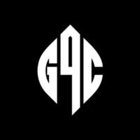 diseño de logotipo de letra de círculo gqc con forma de círculo y elipse. gqc letras elipses con estilo tipográfico. las tres iniciales forman un logo circular. vector de marca de letra de monograma abstracto del emblema del círculo gqc.