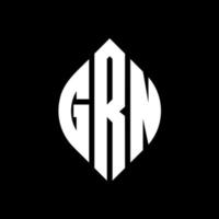 GRN circle letter logo design with circle and ellipse shape. GRN ellipse letters with typographic style. The three initials form a circle logo. GRN Circle Emblem Abstract Monogram Letter Mark Vector. vector