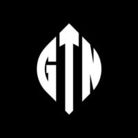 diseño de logotipo de letra de círculo gtn con forma de círculo y elipse. letras de elipse gtn con estilo tipográfico. las tres iniciales forman un logo circular. vector de marca de letra de monograma abstracto del emblema del círculo gtn.