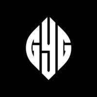 GYG circle letter logo design with circle and ellipse shape. GYG ellipse letters with typographic style. The three initials form a circle logo. GYG Circle Emblem Abstract Monogram Letter Mark Vector. vector