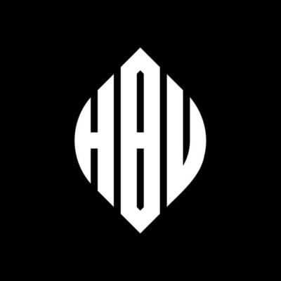 HBU circle letter logo design with circle and ellipse shape. HBU ellipse letters with typographic style. The three initials form a circle logo. HBU Circle Emblem Abstract Monogram Letter Mark Vector.