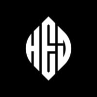 HEJ circle letter logo design with circle and ellipse shape. HEJ ellipse letters with typographic style. The three initials form a circle logo. HEJ Circle Emblem Abstract Monogram Letter Mark Vector. vector