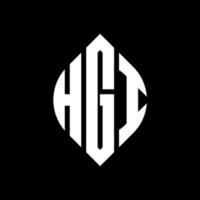 HGI circle letter logo design with circle and ellipse shape. HGI ellipse letters with typographic style. The three initials form a circle logo. HGI Circle Emblem Abstract Monogram Letter Mark Vector. vector