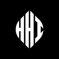 HHI circle letter logo design with circle and ellipse shape. HHI ellipse letters with typographic style. The three initials form a circle logo. HHI Circle Emblem Abstract Monogram Letter Mark Vector. vector