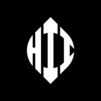 HII circle letter logo design with circle and ellipse shape. HII ellipse letters with typographic style. The three initials form a circle logo. HII Circle Emblem Abstract Monogram Letter Mark Vector. vector