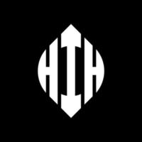 HIH circle letter logo design with circle and ellipse shape. HIH ellipse letters with typographic style. The three initials form a circle logo. HIH Circle Emblem Abstract Monogram Letter Mark Vector. vector