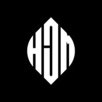 diseño de logotipo de letra circular hjm con forma de círculo y elipse. hjm letras elipses con estilo tipográfico. las tres iniciales forman un logo circular. vector de marca de letra de monograma abstracto del emblema del círculo hjm.