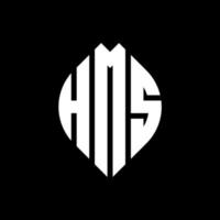 HMS circle letter logo design with circle and ellipse shape. HMS ellipse letters with typographic style. The three initials form a circle logo. HMS Circle Emblem Abstract Monogram Letter Mark Vector. vector