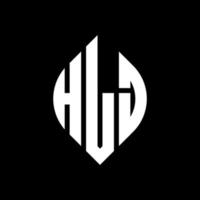 HLJ circle letter logo design with circle and ellipse shape. HLJ ellipse letters with typographic style. The three initials form a circle logo. HLJ Circle Emblem Abstract Monogram Letter Mark Vector. vector