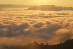 Great views of Sunrise with mountains and cloud. photo