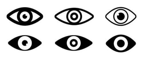 Set of eye icons in different shapes. Flat vector illustration