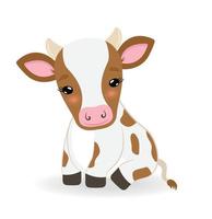 lindo personaje de vaca bebé para niños. ilustración vectorial plana vector