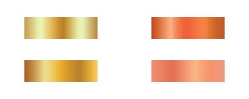 Set of golden and cuprum gradients for ribbons, frames, background designs. Vector illustration