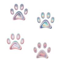 estampado de patas holográficas, degradado pastel. ilustración vectorial vector