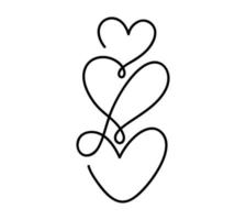 caligrafía negra tres corazones amantes. icono dibujado a mano logo vector familia día de san valentín monoline. decoración para tarjetas de felicitación, tazas, superposiciones de fotos, estampado de camisetas, volante, diseño de afiches
