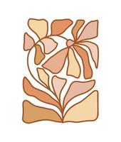 patrón inspirado en los años 70 en forma rectangular. flor groovy hippie divertida paleta amarilla boho ideal para tela, papel de regalo, álbum de recortes, embalaje, afiche, tarjeta vector