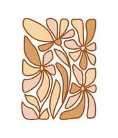 patrón inspirado en los años 70 en forma rectangular. flor groovy hippie divertida paleta amarilla boho ideal para tela, papel de regalo, álbum de recortes, embalaje, afiche, tarjeta vector