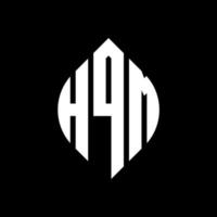 HQM circle letter logo design with circle and ellipse shape. HQM ellipse letters with typographic style. The three initials form a circle logo. HQM Circle Emblem Abstract Monogram Letter Mark Vector. vector