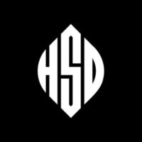 HSD circle letter logo design with circle and ellipse shape. HSD ellipse letters with typographic style. The three initials form a circle logo. HSD Circle Emblem Abstract Monogram Letter Mark Vector. vector