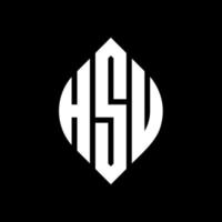 HSU circle letter logo design with circle and ellipse shape. HSU ellipse letters with typographic style. The three initials form a circle logo. HSU Circle Emblem Abstract Monogram Letter Mark Vector. vector