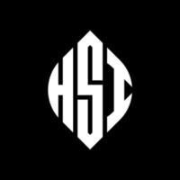 HSI circle letter logo design with circle and ellipse shape. HSI ellipse letters with typographic style. The three initials form a circle logo. HSI Circle Emblem Abstract Monogram Letter Mark Vector. vector