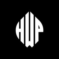 diseño de logotipo de letra de círculo hwp con forma de círculo y elipse. hwp letras elipses con estilo tipográfico. las tres iniciales forman un logo circular. vector de marca de letra de monograma abstracto del emblema del círculo hwp.