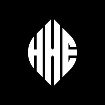 HXE circle letter logo design with circle and ellipse shape. HXE ellipse letters with typographic style. The three initials form a circle logo. HXE Circle Emblem Abstract Monogram Letter Mark Vector. vector