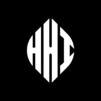 HXI circle letter logo design with circle and ellipse shape. HXI ellipse letters with typographic style. The three initials form a circle logo. HXI Circle Emblem Abstract Monogram Letter Mark Vector. vector