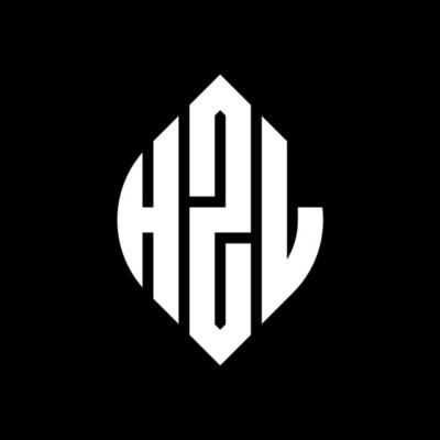 HZL circle letter logo design with circle and ellipse shape. HZL ellipse letters with typographic style. The three initials form a circle logo. HZL Circle Emblem Abstract Monogram Letter Mark Vector.