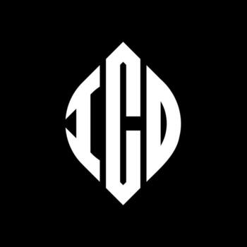 diseño de logotipo de letra de círculo icd con forma de círculo y elipse. letras de elipse icd con estilo tipográfico. las tres iniciales forman un logo circular. vector de marca de letra de monograma abstracto del emblema del círculo icd.