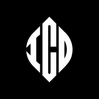 diseño de logotipo de letra de círculo ico con forma de círculo y elipse. ico letras elipses con estilo tipográfico. las tres iniciales forman un logo circular. vector de marca de letra de monograma abstracto del emblema del círculo ico.