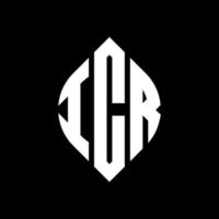 ICR circle letter logo design with circle and ellipse shape. ICR ellipse letters with typographic style. The three initials form a circle logo. ICR Circle Emblem Abstract Monogram Letter Mark Vector. vector