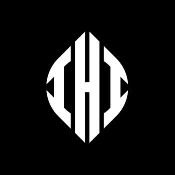 IHI circle letter logo design with circle and ellipse shape. IHI ellipse letters with typographic style. The three initials form a circle logo. IHI Circle Emblem Abstract Monogram Letter Mark Vector. vector
