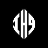 IHQ circle letter logo design with circle and ellipse shape. IHQ ellipse letters with typographic style. The three initials form a circle logo. IHQ Circle Emblem Abstract Monogram Letter Mark Vector. vector