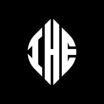 IHE circle letter logo design with circle and ellipse shape. IHE ellipse letters with typographic style. The three initials form a circle logo. IHE Circle Emblem Abstract Monogram Letter Mark Vector. vector