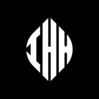 IHX circle letter logo design with circle and ellipse shape. IHX ellipse letters with typographic style. The three initials form a circle logo. IHX Circle Emblem Abstract Monogram Letter Mark Vector. vector
