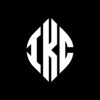 IKC circle letter logo design with circle and ellipse shape. IKC ellipse letters with typographic style. The three initials form a circle logo. IKC Circle Emblem Abstract Monogram Letter Mark Vector. vector