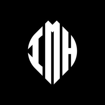 IMH circle letter logo design with circle and ellipse shape. IMH ellipse letters with typographic style. The three initials form a circle logo. IMH Circle Emblem Abstract Monogram Letter Mark Vector. vector