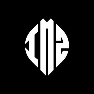 IMZ circle letter logo design with circle and ellipse shape. IMZ ellipse letters with typographic style. The three initials form a circle logo. IMZ Circle Emblem Abstract Monogram Letter Mark Vector.