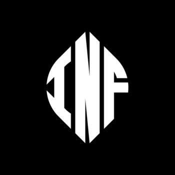 INF circle letter logo design with circle and ellipse shape. INF ellipse letters with typographic style. The three initials form a circle logo. INF Circle Emblem Abstract Monogram Letter Mark Vector. vector