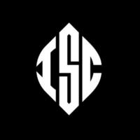 ISC circle letter logo design with circle and ellipse shape. ISC ellipse letters with typographic style. The three initials form a circle logo. ISC Circle Emblem Abstract Monogram Letter Mark Vector. vector