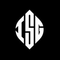 ISG circle letter logo design with circle and ellipse shape. ISG ellipse letters with typographic style. The three initials form a circle logo. ISG Circle Emblem Abstract Monogram Letter Mark Vector. vector