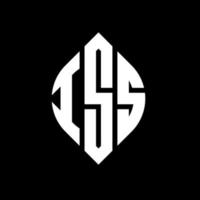 ISS circle letter logo design with circle and ellipse shape. ISS ellipse letters with typographic style. The three initials form a circle logo. ISS Circle Emblem Abstract Monogram Letter Mark Vector. vector