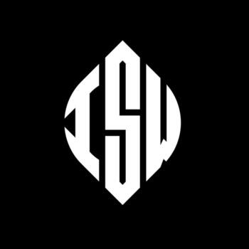 ISW circle letter logo design with circle and ellipse shape. ISW ellipse letters with typographic style. The three initials form a circle logo. ISW Circle Emblem Abstract Monogram Letter Mark Vector. vector