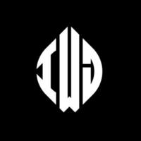 IWJ circle letter logo design with circle and ellipse shape. IWJ ellipse letters with typographic style. The three initials form a circle logo. IWJ Circle Emblem Abstract Monogram Letter Mark Vector. vector