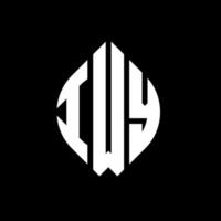 IWY circle letter logo design with circle and ellipse shape. IWY ellipse letters with typographic style. The three initials form a circle logo. IWY Circle Emblem Abstract Monogram Letter Mark Vector. vector