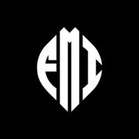 FMI circle letter logo design with circle and ellipse shape. FMI ellipse letters with typographic style. The three initials form a circle logo. FMI Circle Emblem Abstract Monogram Letter Mark Vector. vector