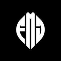 FMJ circle letter logo design with circle and ellipse shape. FMJ ellipse letters with typographic style. The three initials form a circle logo. FMJ Circle Emblem Abstract Monogram Letter Mark Vector. vector