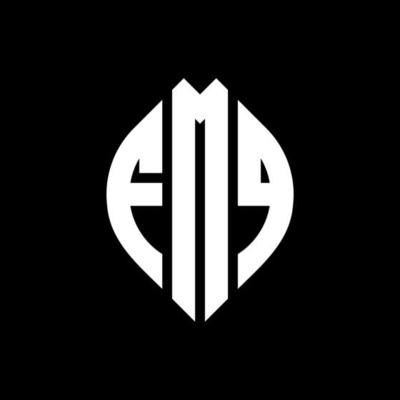 FMQ circle letter logo design with circle and ellipse shape. FMQ ellipse letters with typographic style. The three initials form a circle logo. FMQ Circle Emblem Abstract Monogram Letter Mark Vector.