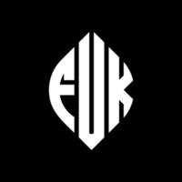 diseño de logotipo de letra de círculo fuk con forma de círculo y elipse. fuk elipse letras con estilo tipográfico. las tres iniciales forman un logo circular. vector de marca de letra de monograma abstracto del emblema del círculo fuk.